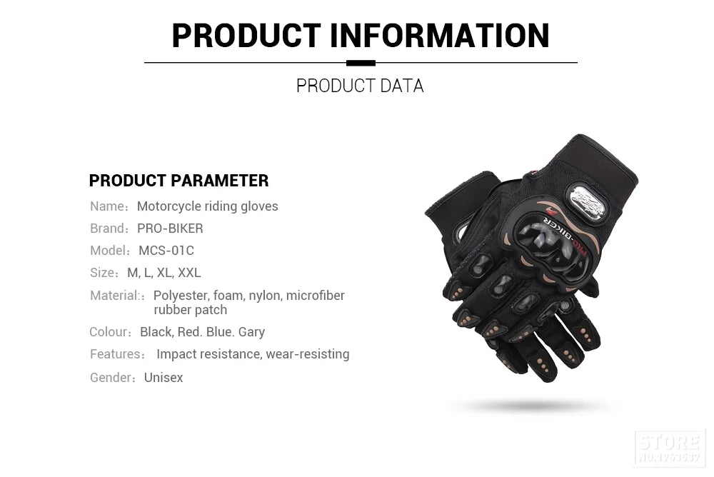 Winter Motorcycle Gloves - Windproof Waterproof Touch Screen Motocross Riding Gloves for Men