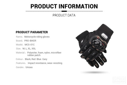 Winter Motorcycle Gloves - Windproof Waterproof Touch Screen Motocross Riding Gloves for Men