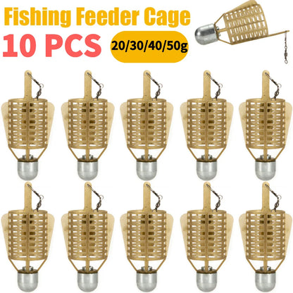Fishing Bait Cage with Iron Head - Spherical Explosion Basket Feeder Holder Hook Tackle