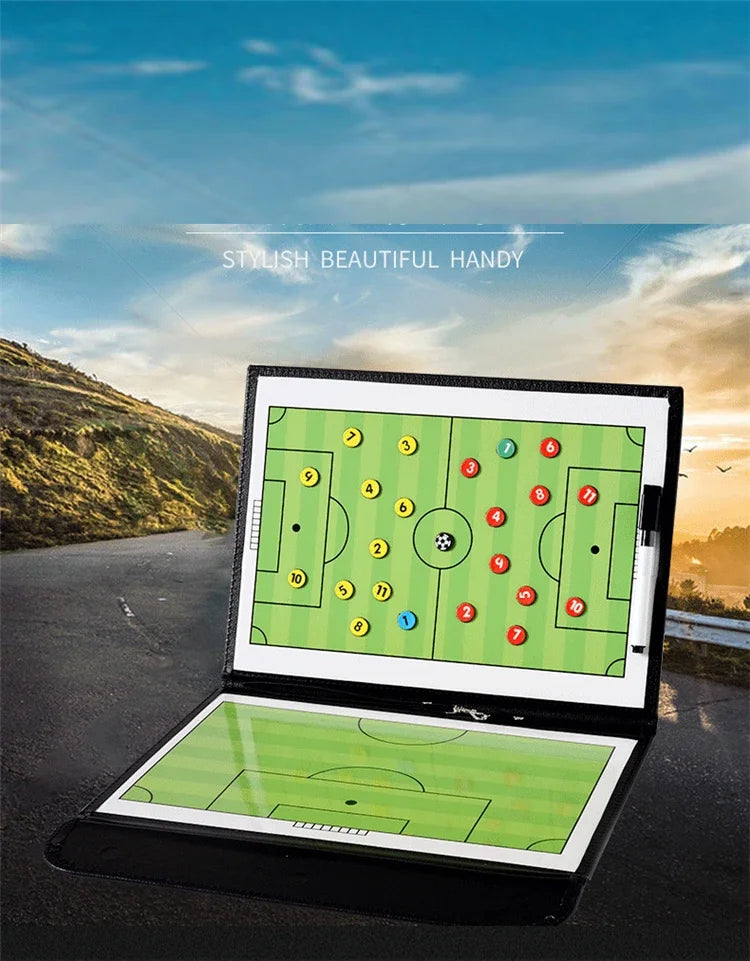 54cm Foldable Magnetic Football Tactic Board - Professional Soccer Coaching Tactical Clipboard with Chess Pieces