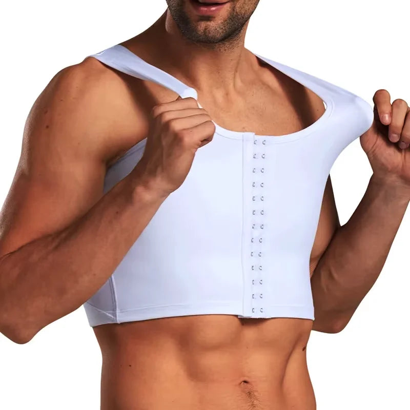 Men's Compression Vest - Nylon-Spandex Slimming Undershirt Tank Top for Chest & Torso Support