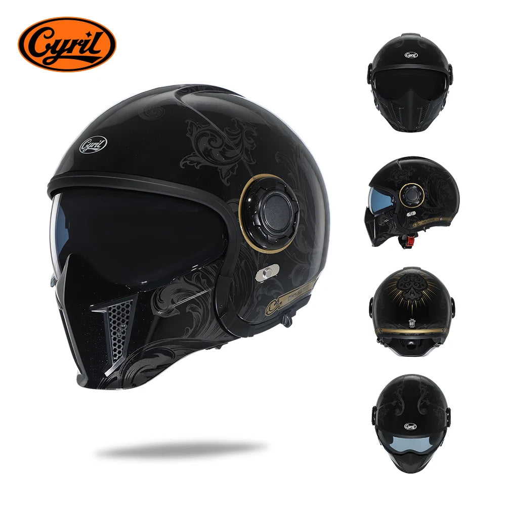 Modular Motorcycle Helmet - Full Face/Open Face 3/4 Dual Visor Helmet (ECE/DOT Certified, Unisex)
