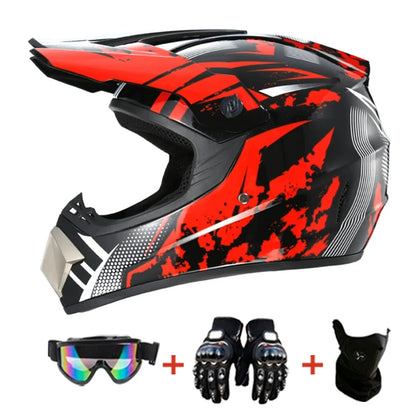 Kids Motocross Helmet Kit - DOT/ECE Certified Full-Face Helmet with Goggles & Gloves (Youth Off-Road Protection Set)