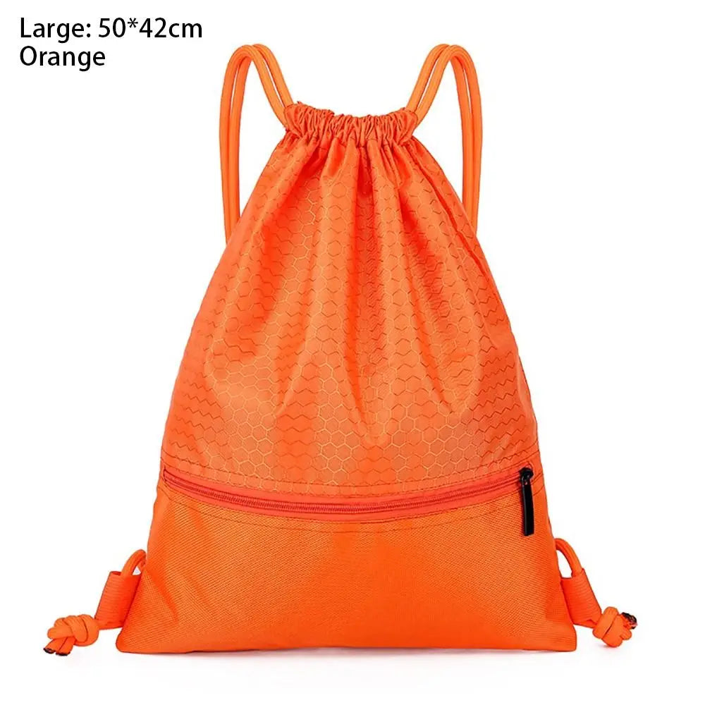 Waterproof Drawstring Sports Backpack with Zipper Pocket - Lightweight Gym Sackpack for Basketball & Training