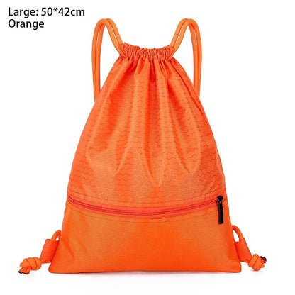 Waterproof Drawstring Sports Backpack with Zipper Pocket - Lightweight Gym Sackpack for Basketball & Training