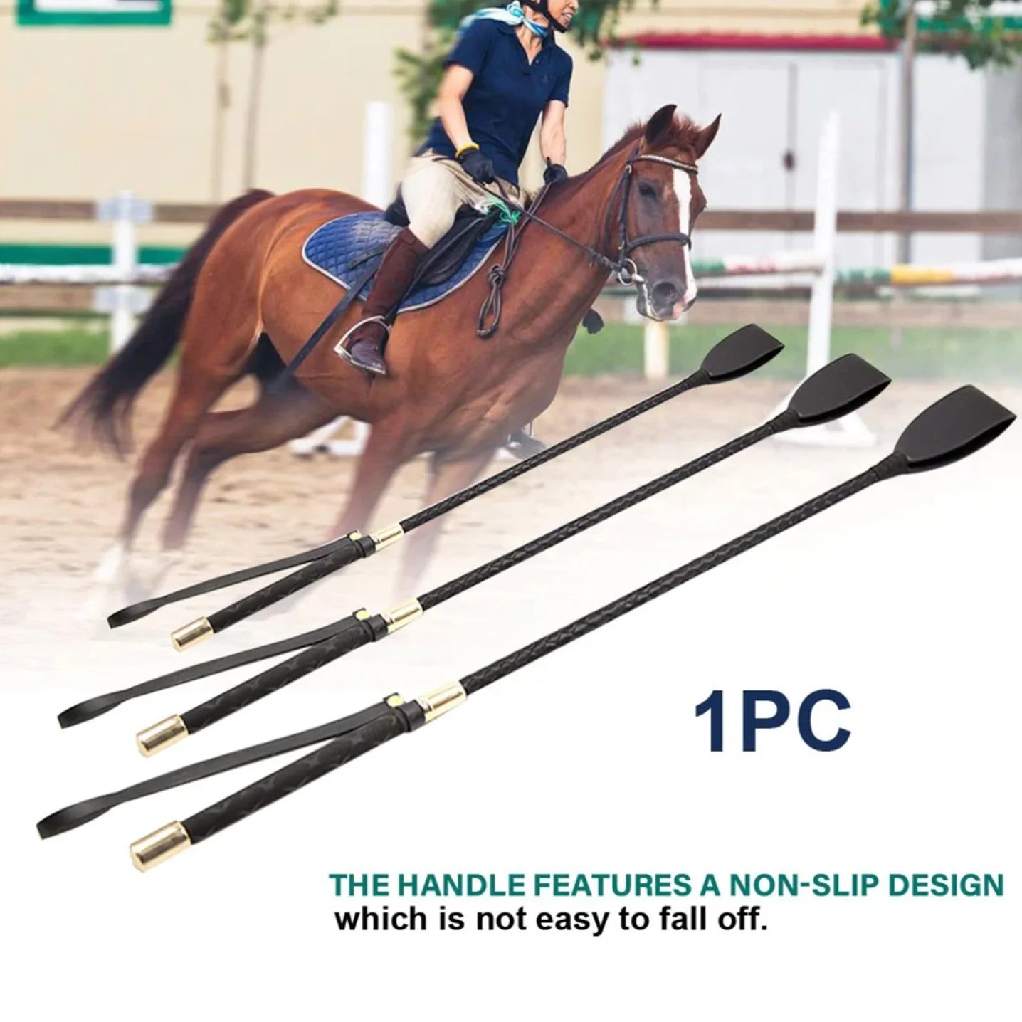 Equestrian Training Whip - 45/54cm PU Leather Riding Crop with Anti-Slip Grip for Beginners, Outdoor Racing & Performance
