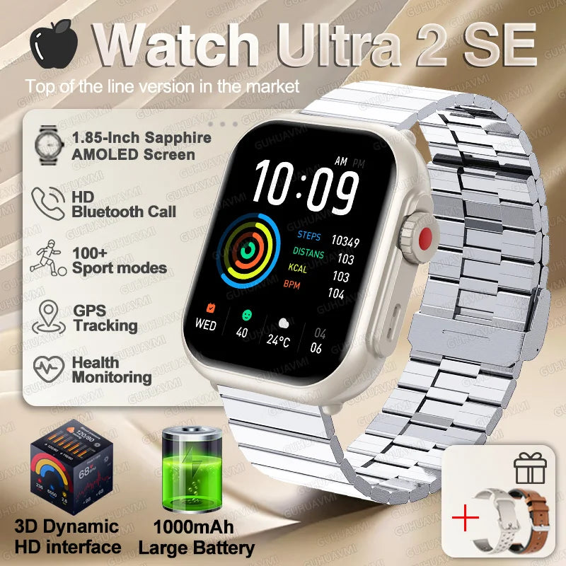 Ultra 2 SE Smart Watch - 1000mAh AMOLED GPS Fitness Tracker with Heart Rate Monitor & HD Calling for iOS & Android