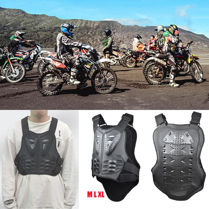 Motorcycle Body Armor Vest - PE Shell Chest & Back Protector with Reflective Tape for Motocross, Skiing & Skating