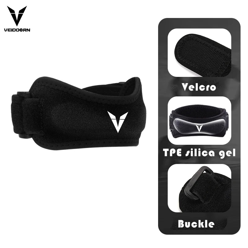 Premium Wide Patella Knee Strap - Adjustable Support Brace for Active Sports