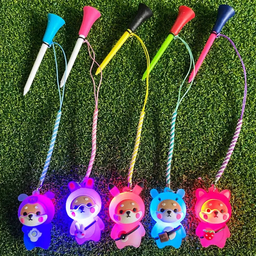 Cartoon Golf Tee with Flashing Ball Marker - Rubber Golf Accessory