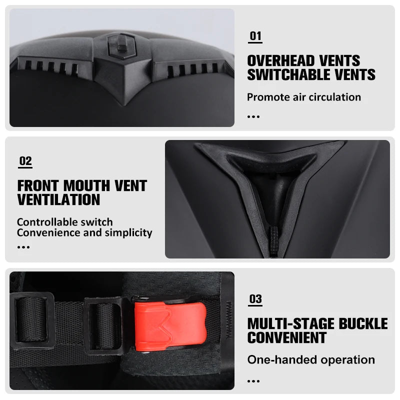 DOT Certified Modular Flip-Up Motorcycle Helmet - Dual Visor Cross-Country Safety Helmet - Unisex