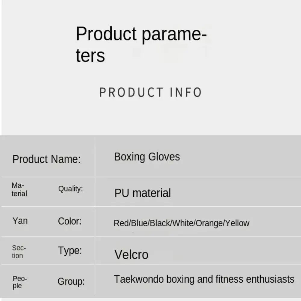 Professional Boxing Gloves – PU Leather, Breathable, 6-16oz – Muay Thai, Sanda, Taekwondo Training
