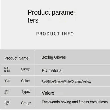 Professional Boxing Gloves – PU Leather, Breathable, 6-16oz – Muay Thai, Sanda, Taekwondo Training