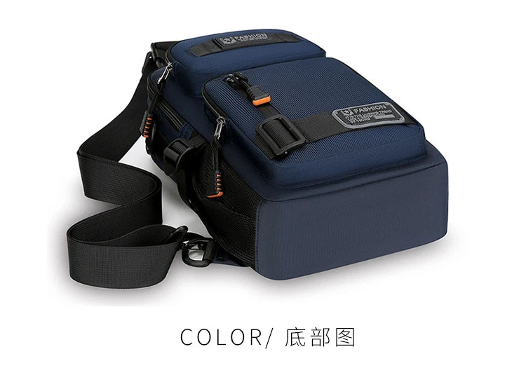 Men's Oxford Chest Pack - Unisex Crossbody Waist Bag with Zipper Pockets