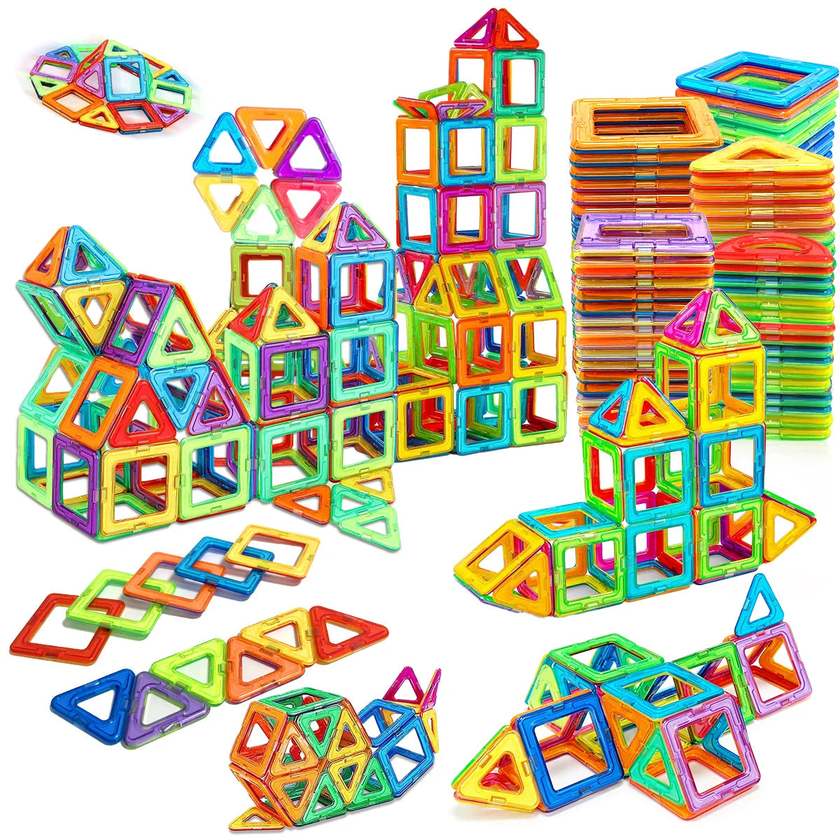 Magnetic Building Blocks Set - Medium Size 60-Piece STEM Construction Toy, Educational DIY Magnet Tiles for Learning & Creative Play