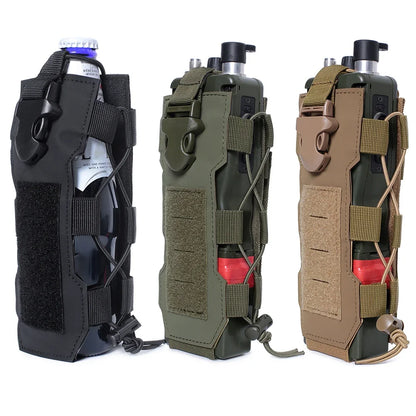 Tactical MOLLE Water Bottle Holder - Military Grade Drawstring Pouch for Outdoor Camping & Hunting