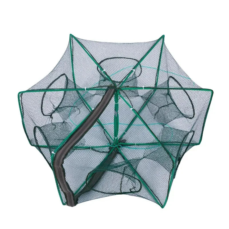 Folding Crayfish Trap - Multi-Purpose Fishing Net for Crab, Shrimp, Smelt & Eels - Casting Tackle Cage