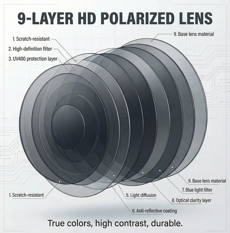 Polarized Steampunk Round Sunglasses - ND9 Adjustable Dimming, Small Frame Light-Reducing Eyewear for Men, Fishing & Driving UV400