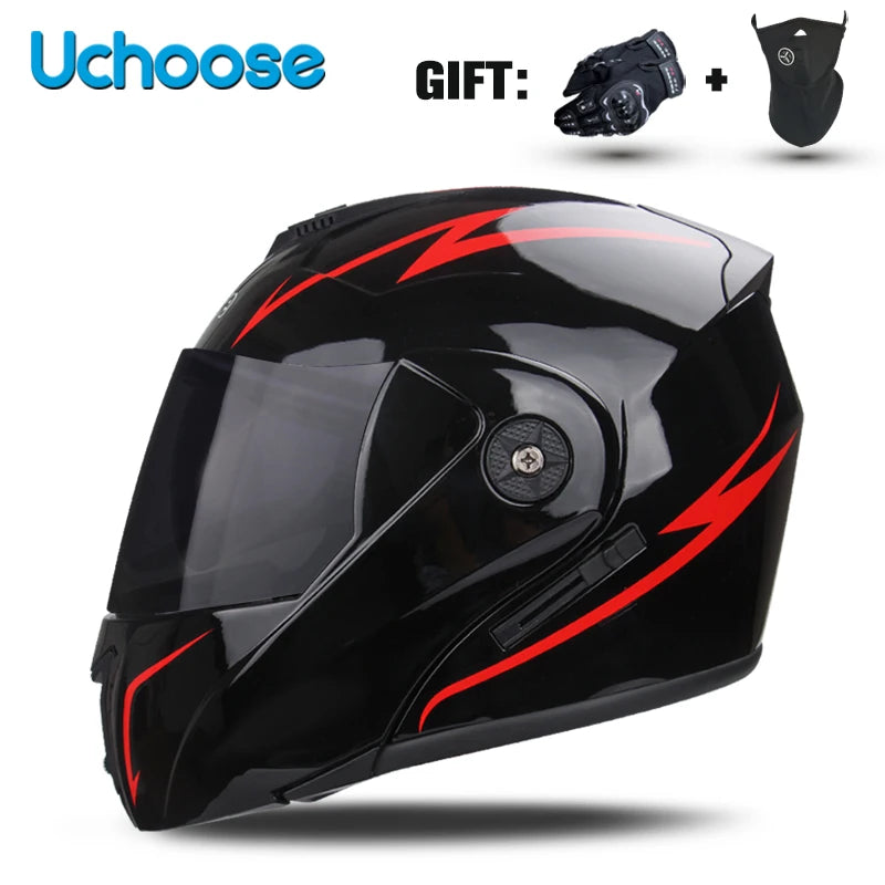 DOT Certified Modular Flip-Up Motorcycle Helmet - Dual Visor Cross-Country Safety Helmet - Unisex