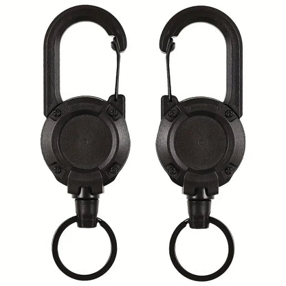 Heavy Duty Retractable Badge Reel Keychain with Carabiner Clip - Extendable Key Chain Holder for Men's Outdoor Bags (1/2/4 Pack Options)