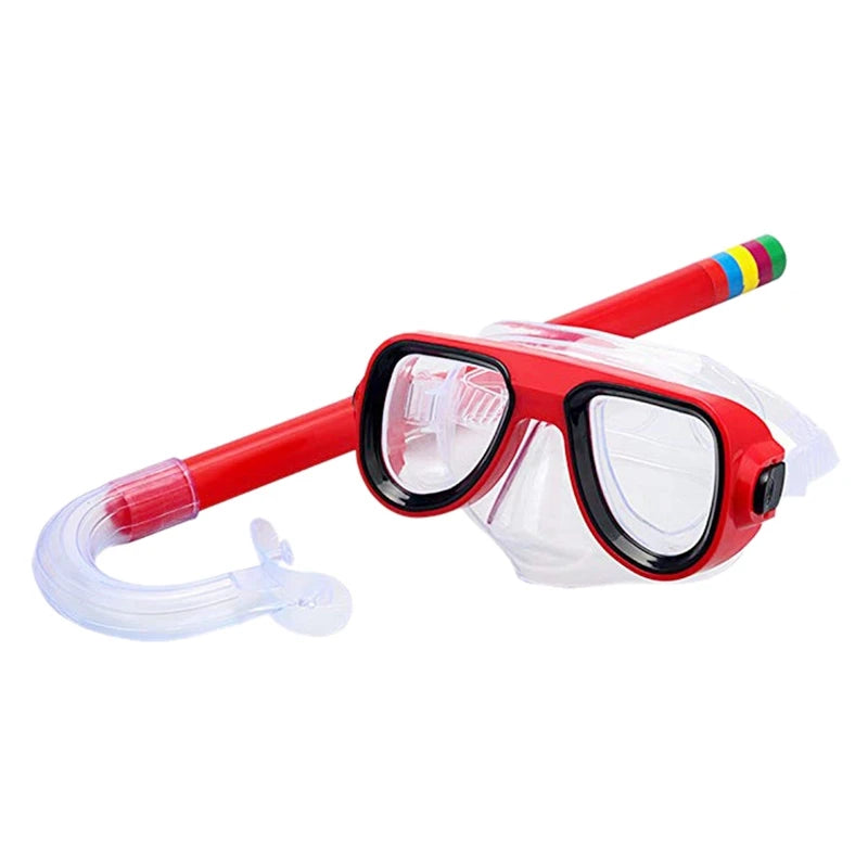 Kids Anti-Fog Diving Mask Set with Breathing Tube - Shockproof Underwater Swimming Goggles with Adjustable Band for Snorkeling