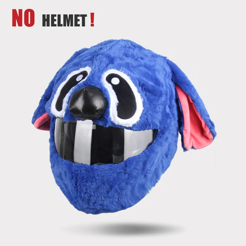 Cartoon Fluffy Plush Helmet Cover - Full-Face Motorcycle Protective Case
