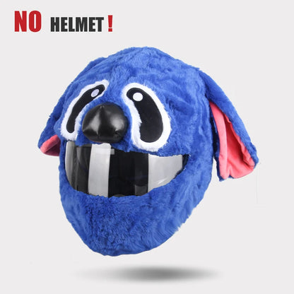 Cartoon Fluffy Plush Helmet Cover - Full-Face Motorcycle Protective Case