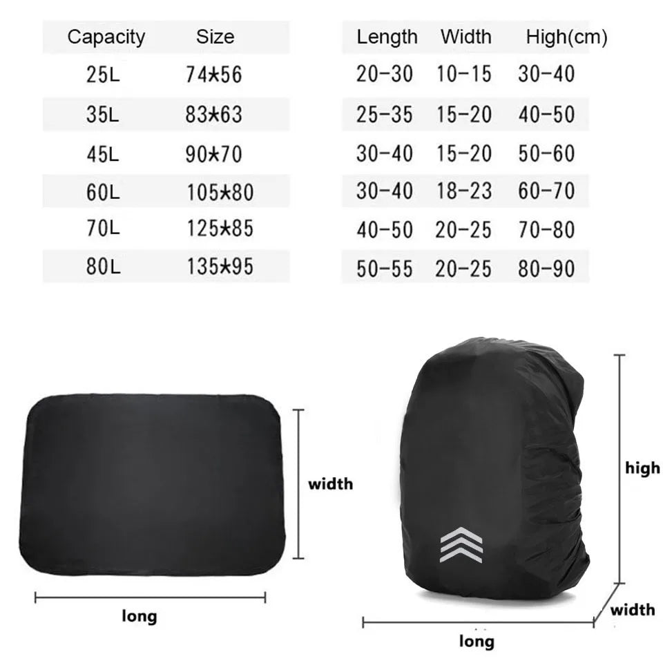 Waterproof Backpack Rain Cover - 25L-60L Nylon Outdoor Hiking Cycling Mountaineering Dust Cover for Men & Women