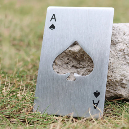 Stainless Steel Playing Card Bottle Opener - Ace of Spades Credit Card Size Beer & Wine Opener
