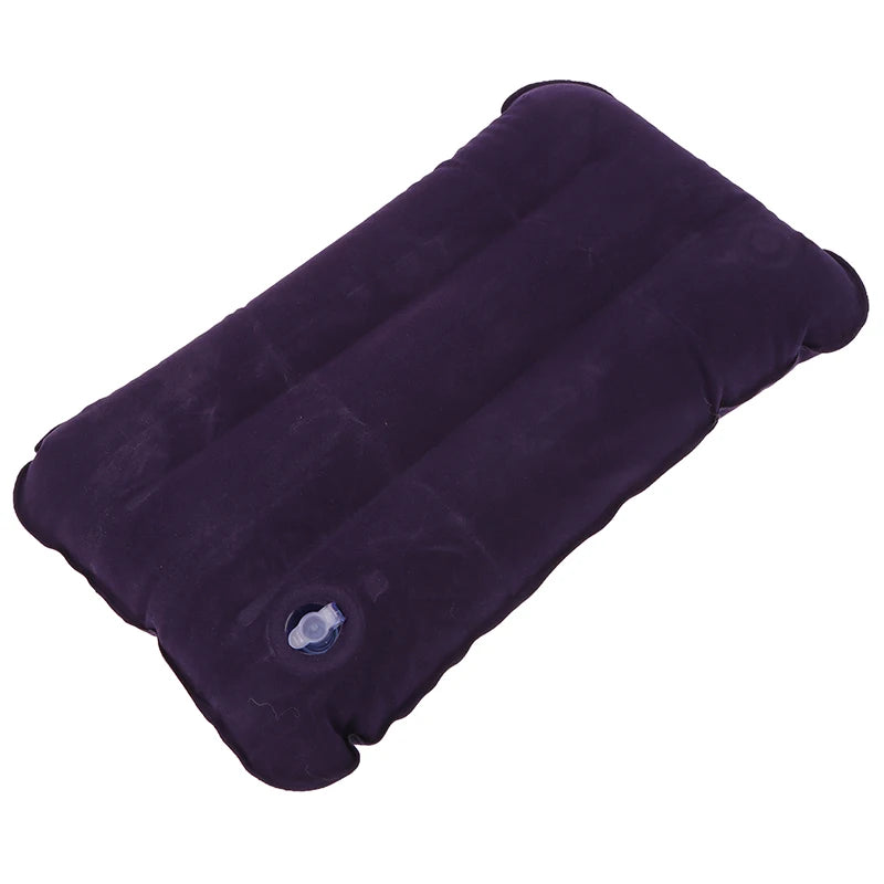 oldable Inflatable Travel Pillow - PVC Flocking Air Cushion for Camping, Hiking, Flight & Outdoor Sleep