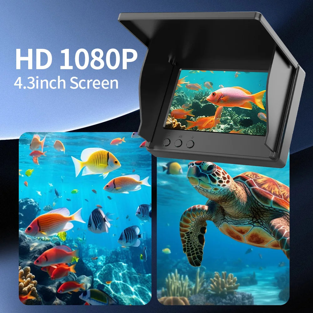 Handheld Fish Finder with 4.3 Inch 1080P LCD Display - Portable Underwater Fishing Camera with 120° View and Night Vision