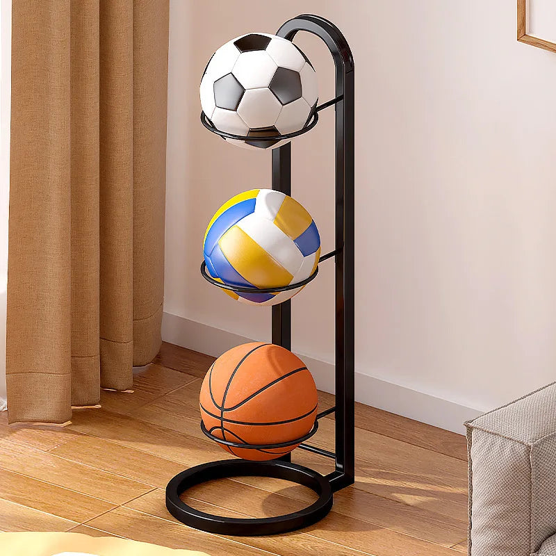 Carbon Steel Basketball Storage Rack - Multi-Layer Ball Organizer Stand for Basketball, Football, Volleyball (Home & School)
