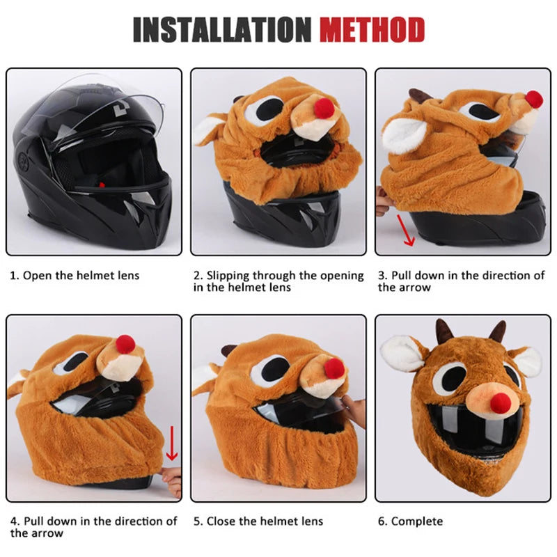 Cartoon Fluffy Plush Helmet Cover - Full-Face Motorcycle Protective Case