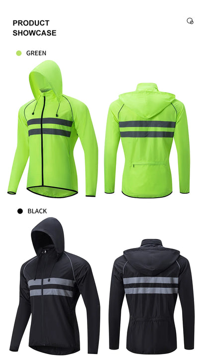 Men's Cycling Windbreaker Jacket - Water-Resistant Long Sleeve MTB Bike Coat with Quick-Dry & Breathable Jersey
