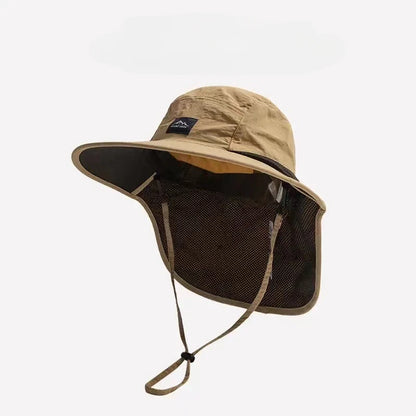 Unisex Wide Brim Sun Hat - Waterproof Quick-Dry Mesh Bucket Hat with Neck Flap for Outdoor Summer Protection
