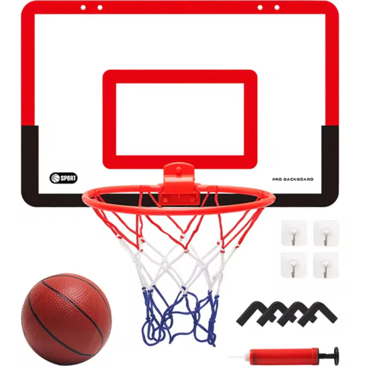 Kids Indoor Basketball Hoop Set - Foldable Over-Door Mini Basketball Game