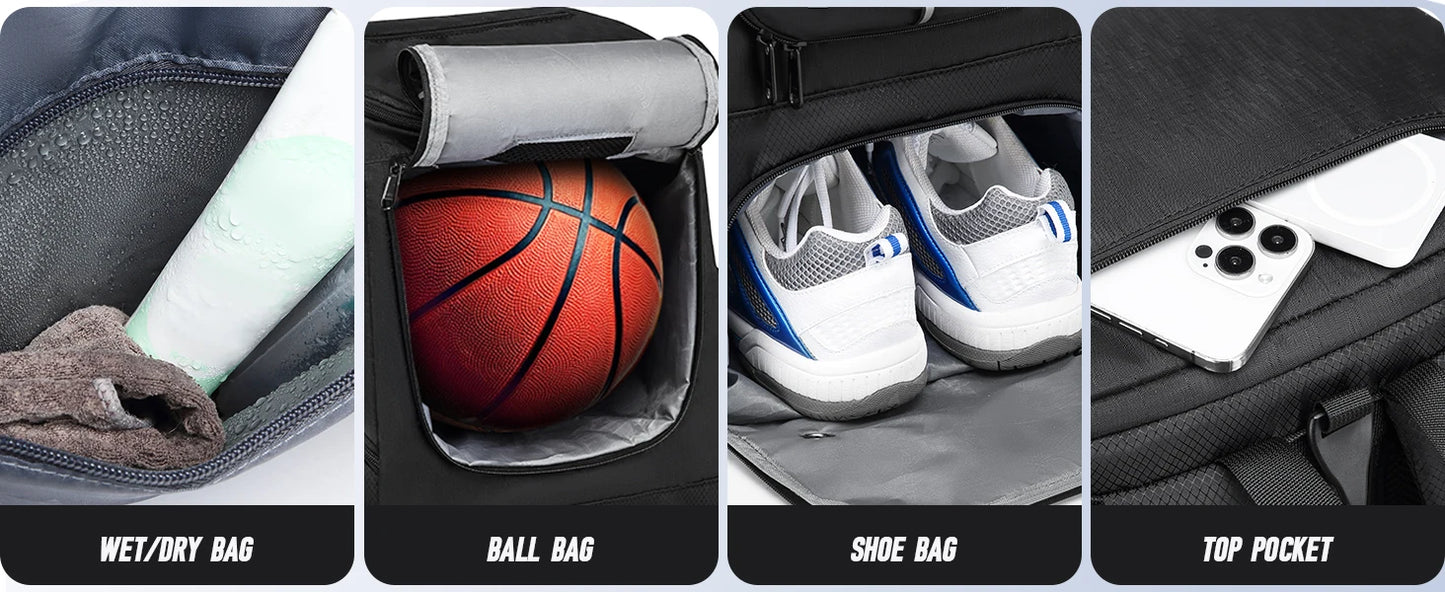 Sports Backpack with Shoe Compartment - Football, Basketball & Soccer Training Bag for Men