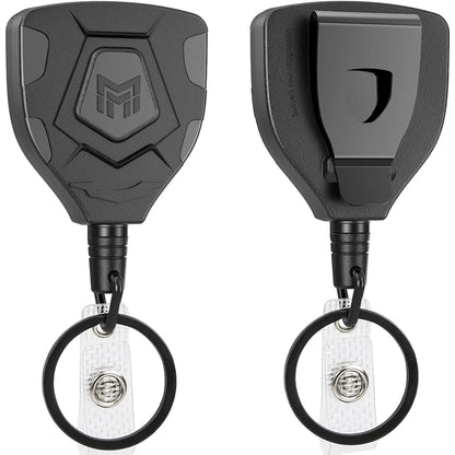 Heavy Duty Retractable ID Badge Reel with Belt Clip - 2 Pack | 31.5" Steel Cord Key Chain Holder