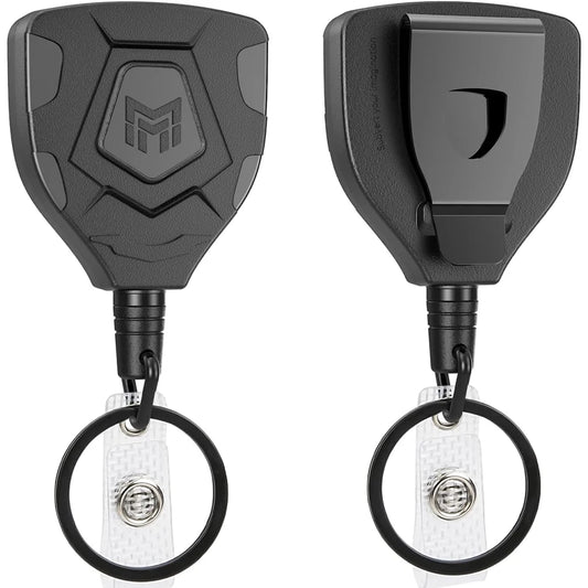 Heavy Duty Retractable ID Badge Reel with Belt Clip - 2 Pack | 31.5" Steel Cord Key Chain Holder