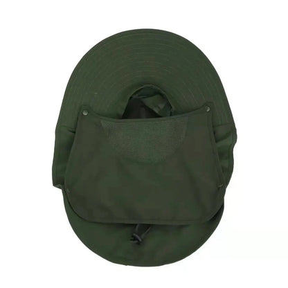 Unisex Wide Brim Safari Hat with Cooling Neck Flap - Sun Protection Baseball Cap for Outdoor Hiking and Fishing