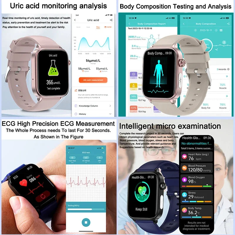 Advanced Health Monitoring Smart Watch - ECG+PPG, Blood Pressure, Heart Rate, 1.96" AMOLED Display, 100+ Sports Modes (Men & Women)