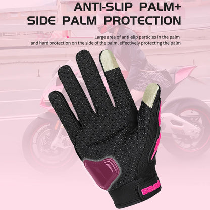Women's Pink Breathable Motorcycle Gloves - Anti-Fall Touch Screen Motocross Riding Gloves