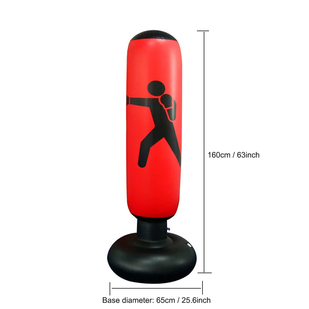 Inflatable PVC Punching Bag - Kids & Adult Fitness Training Boxing Column with Pressure Base