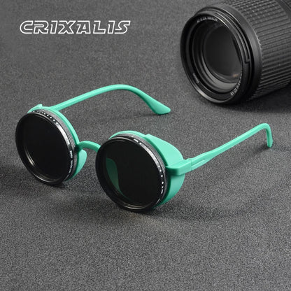 CRIXALIS Handmade Polarized Sunglasses - ND 1-9 Manual Adjustable Dimming, Retro Steampunk Style UV400 Fishing Eyewear