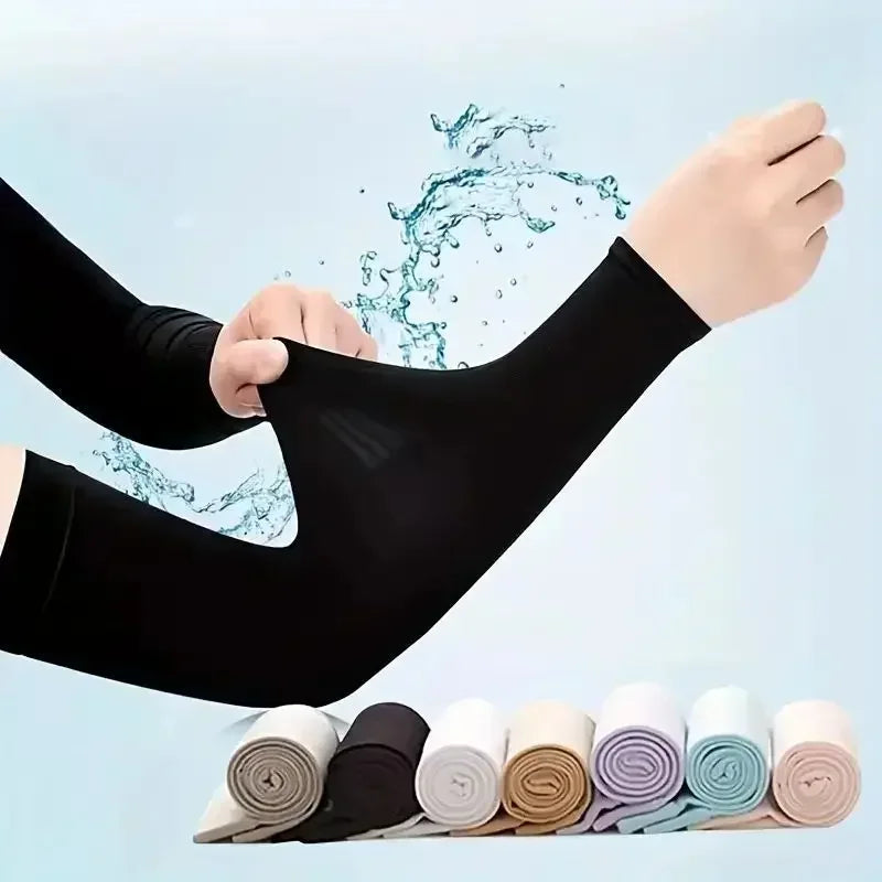Cooling Arm Sleeves - Ice Silk UV Sun Protection for Cycling, Golf, and Outdoor Sports (1 Pair)