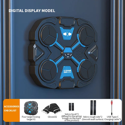 Smart Music Boxing Trainer - Wall-Mounted Electronic Strike Target for Home Indoor Training & Reaction Development