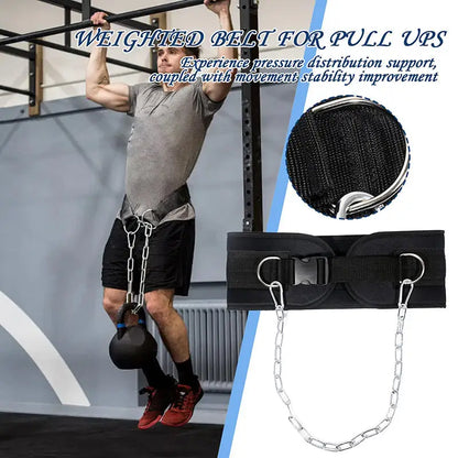 Weight Lifting Belt with Chain - Dipping Belt for Pull-Ups and Strength Training