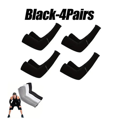 10 Pairs Summer Cycling Ice Silk Arm Sleeves - UV Protection Cooling Arm Covers for Running & Outdoor Sports - Fingerless Unisex