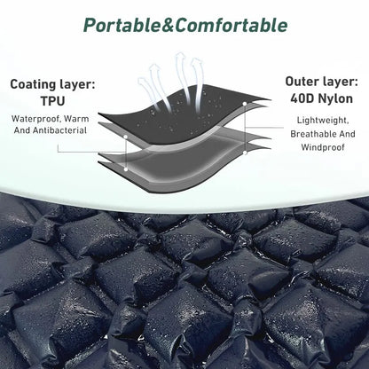 Ultralight Inflatable Camping Sleeping Pad - Portable Outdoor Air Mattress for Hiking and Travel
