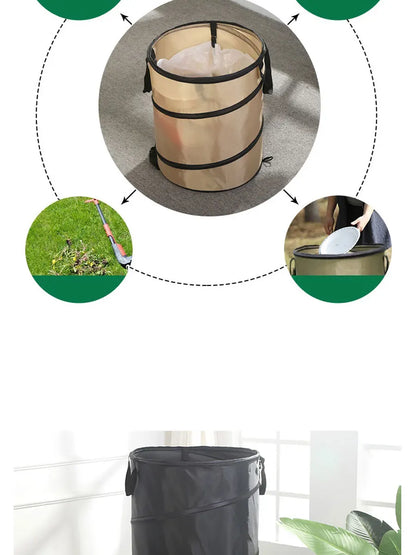 Portable Pop-Up Camping Trash Can - Collapsible Outdoor Garbage Container for Garden & Camping
